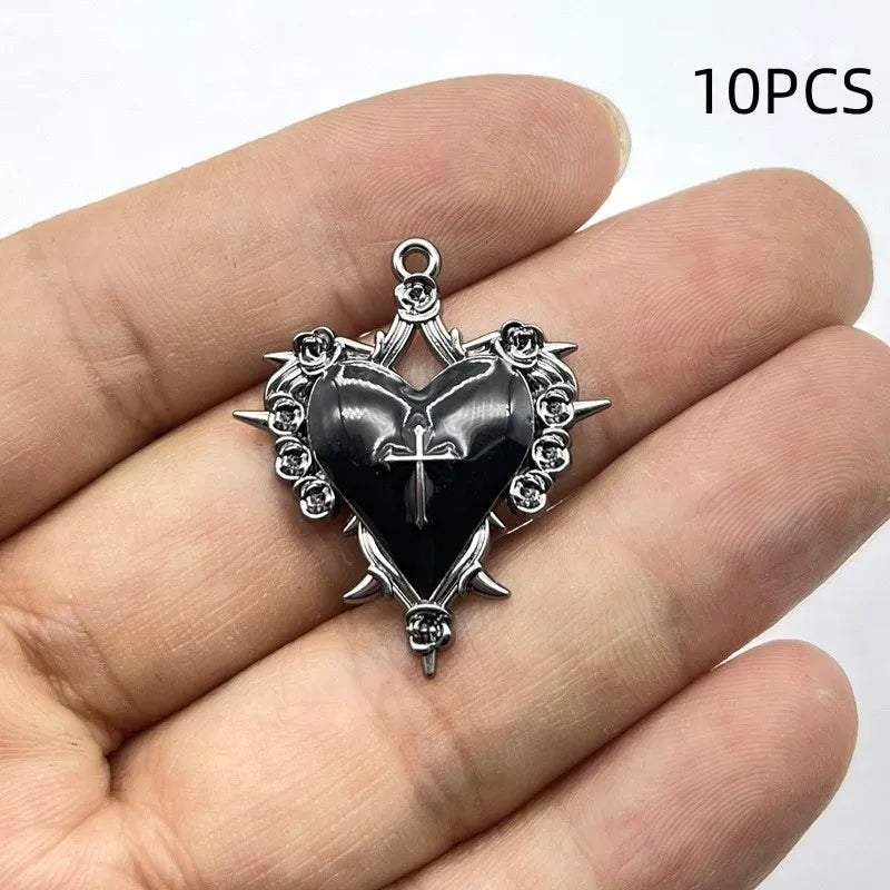 10/12PCS Retro Dark Style Personalized Thorn Rose Cross Pendant DIY Accessories Quick Pick Grocers